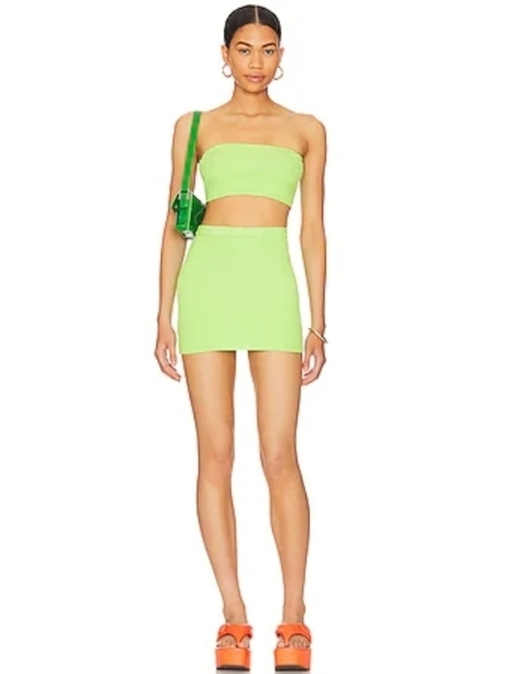 Superdown Neon Green Ribbed Two-Piece Set